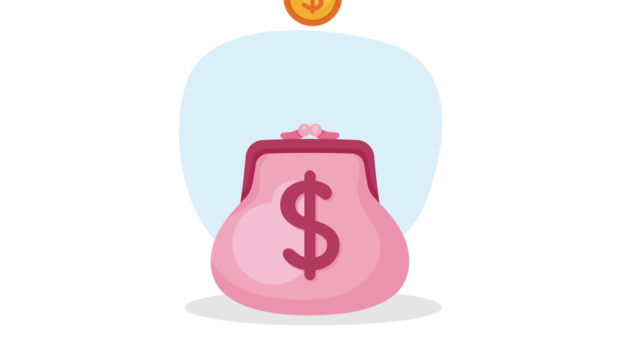 moneda de oro dólar con animación de bolso