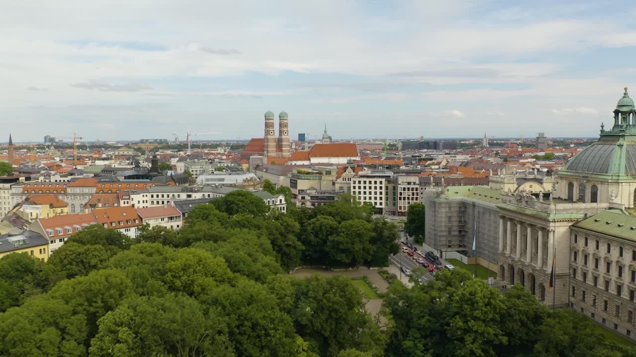 독일 뮌헨 시내의 공중 설정 샷