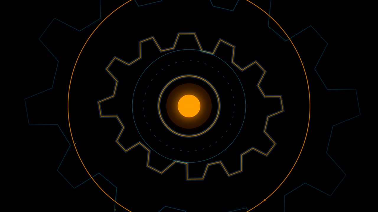 Abstract Rotating Gear Animation with Glowing Center