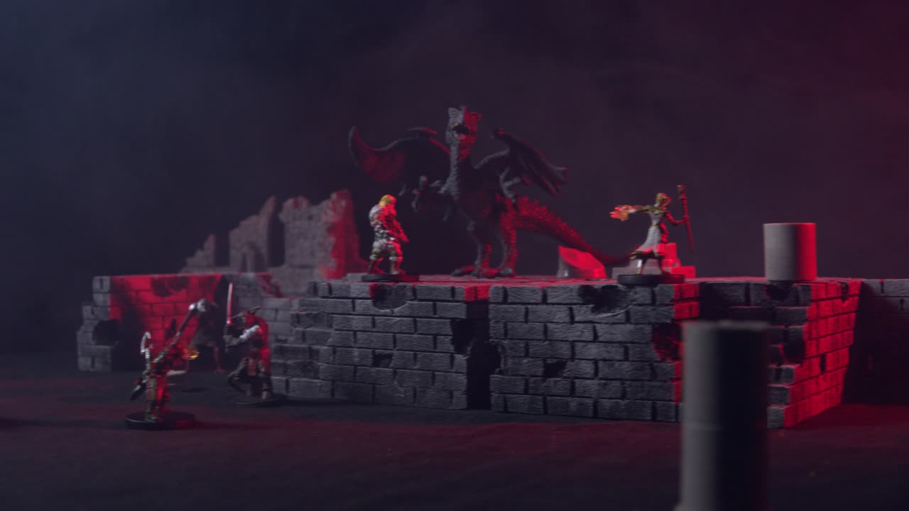 Miniature di Dungeons and Dragons in un castello
