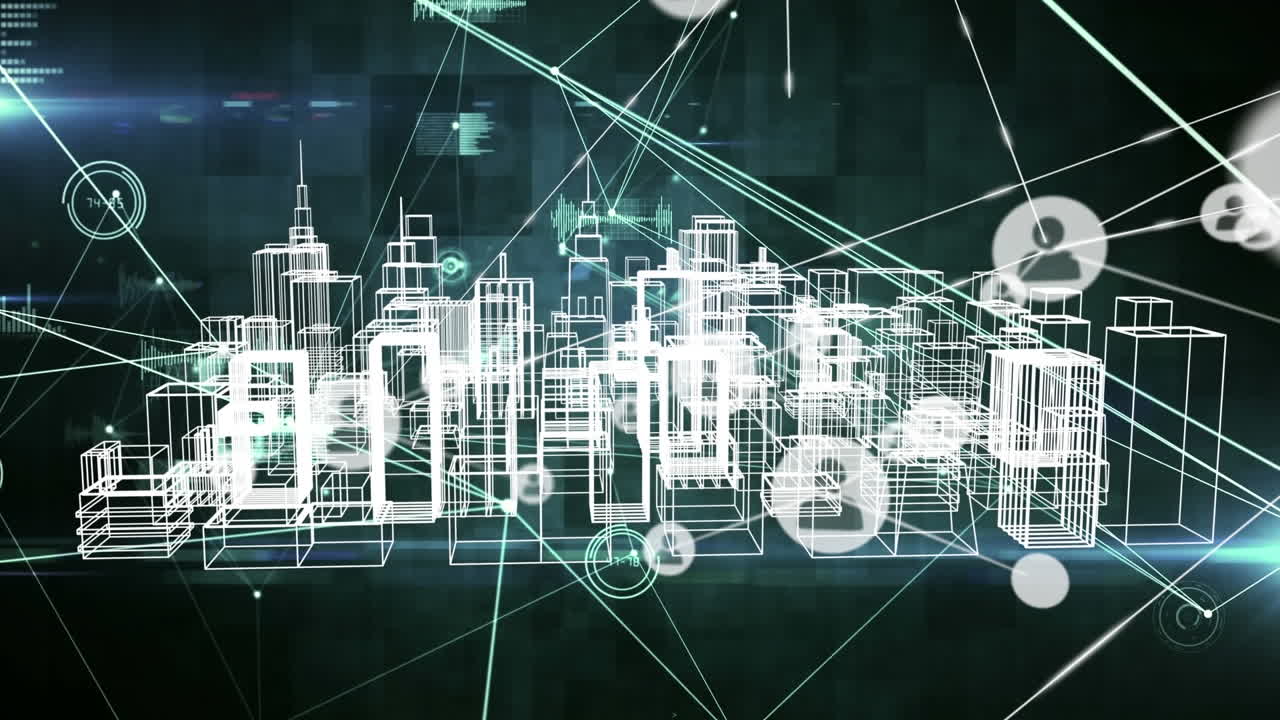 animación de la red de conexiones sobre la ciudad