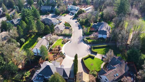 4k aerial drone shot overlooking local portland, oregon suburban houses