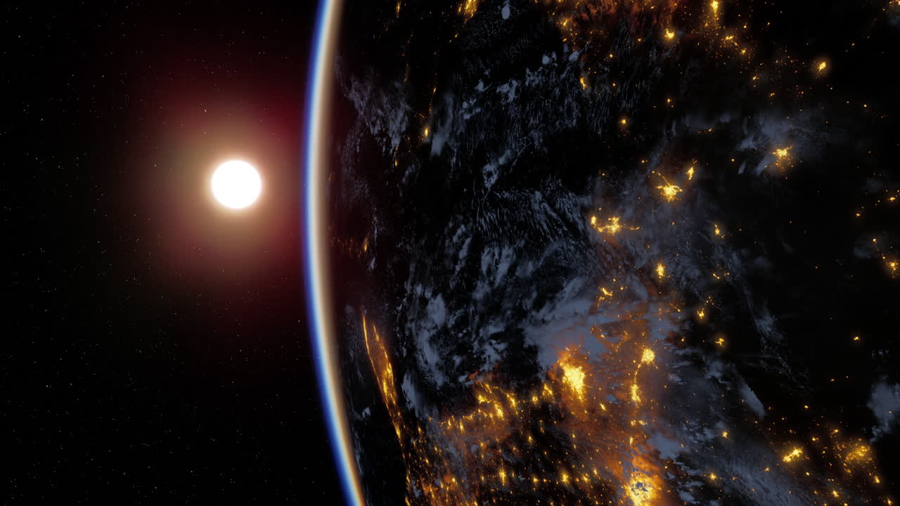 la tierra desde el espacio, vista nocturna