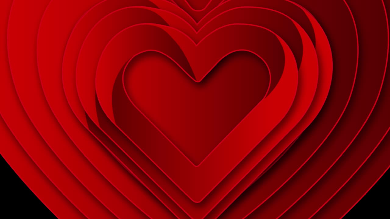 Varios corazones apareciendo y desapareciendo sobre fondo negro