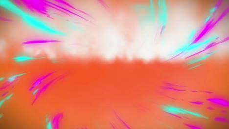 animación digital de ondas digitales púrpuras y verdes contra un fondo naranja