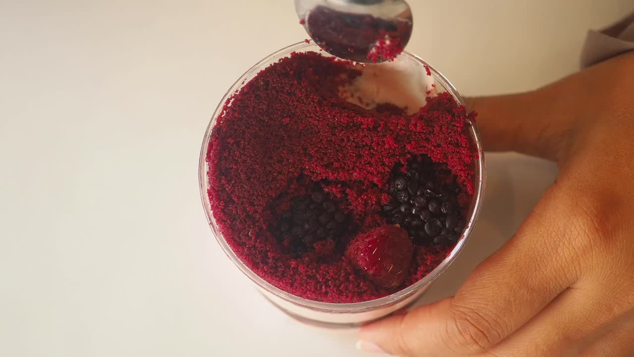 Red Velvet Dessert Cup with Berries