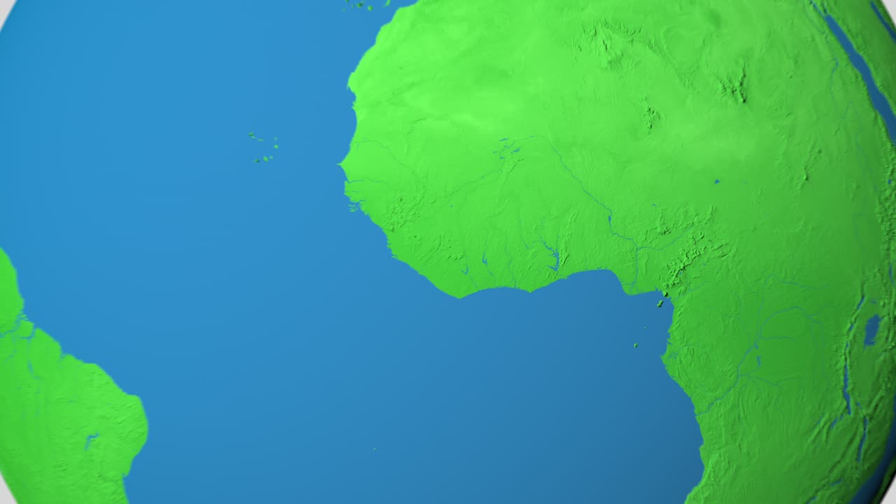 가나의 3d 지도를 확대합니다.