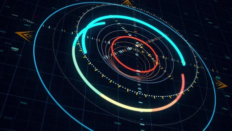 futuristic hud interface with glowing circles and grid