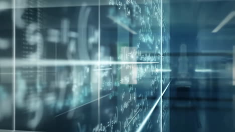 abstract mathematical formulas on a digital display