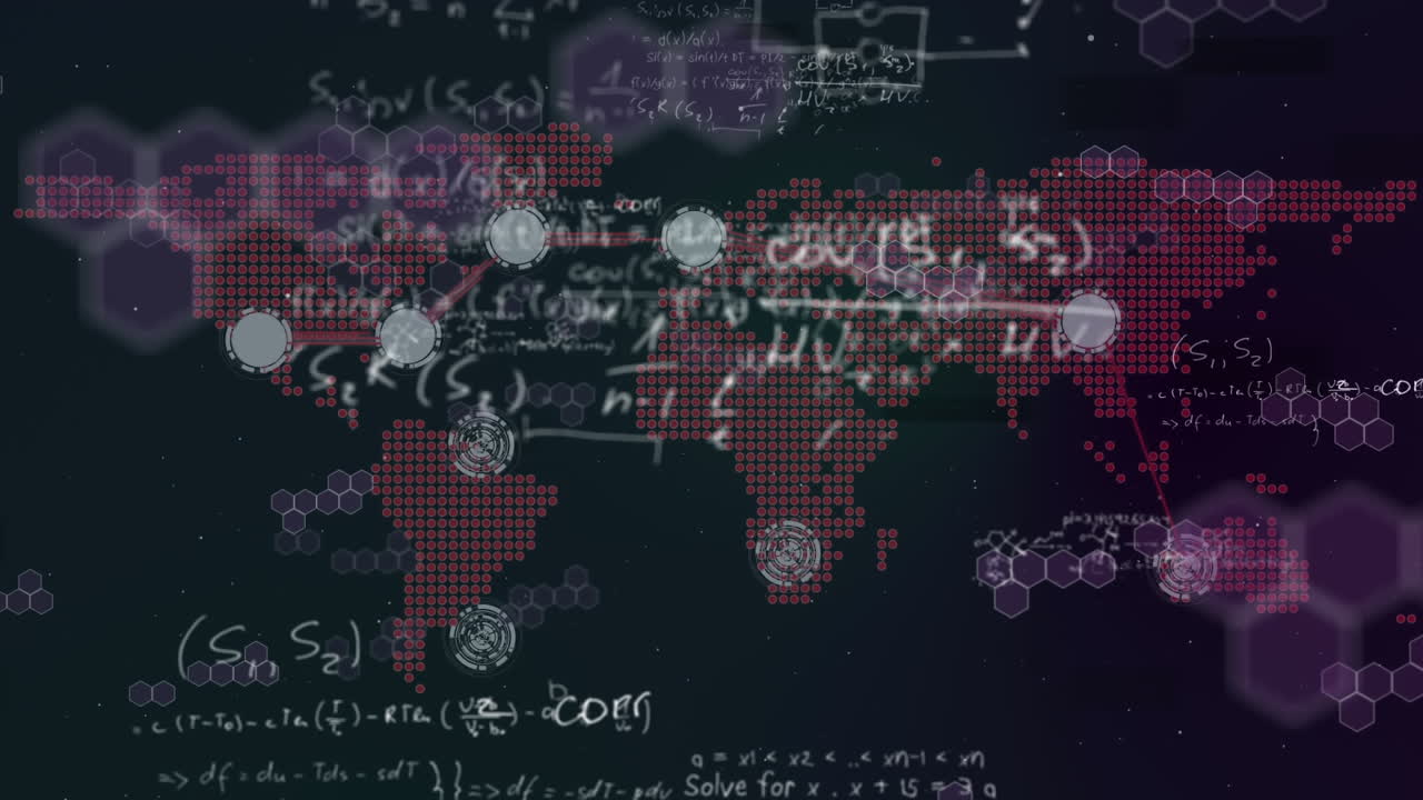 animación del procesamiento de datos sobre el mapa del mundo