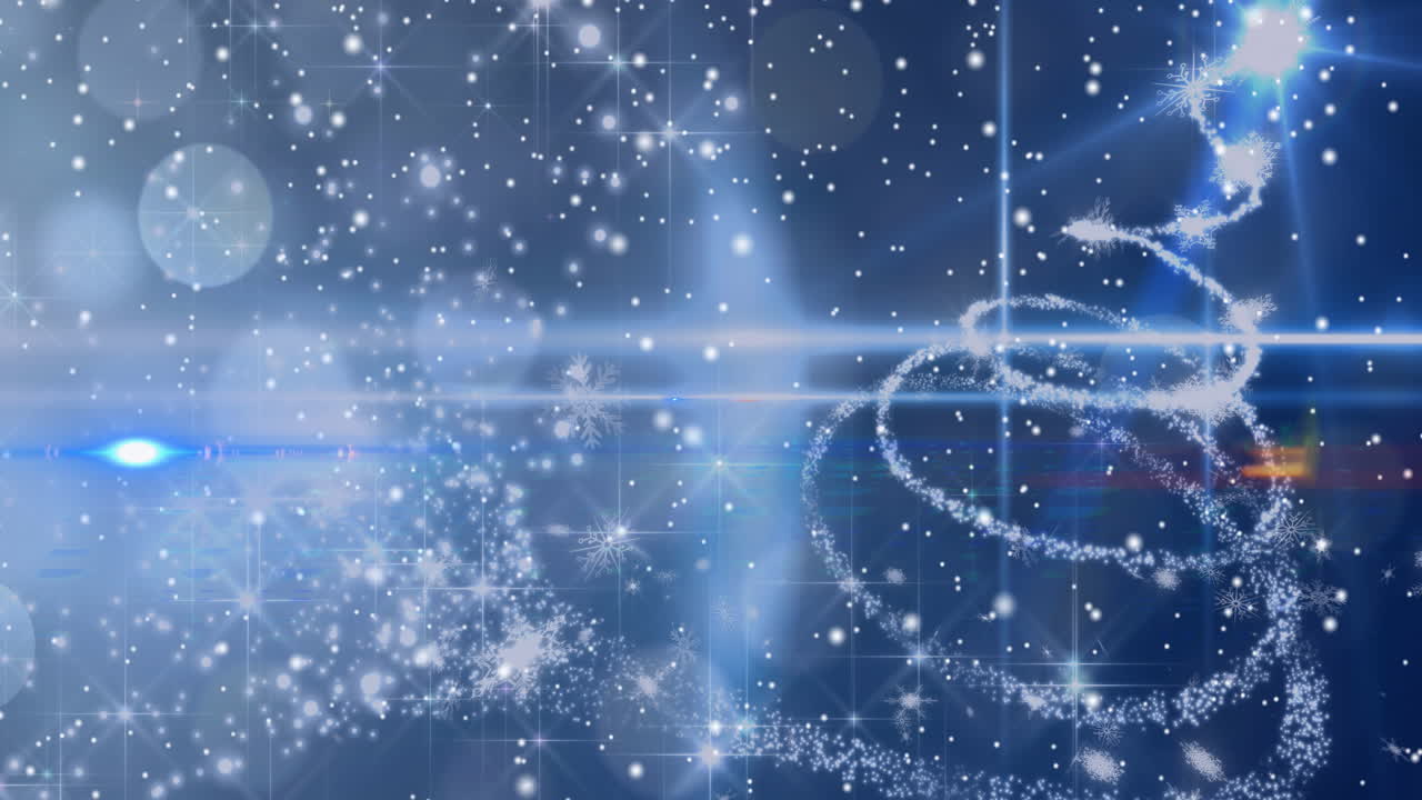 겨울 풍경 위에 내리는 눈의 애니메이션