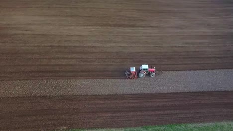 tractor plowing aerial shot