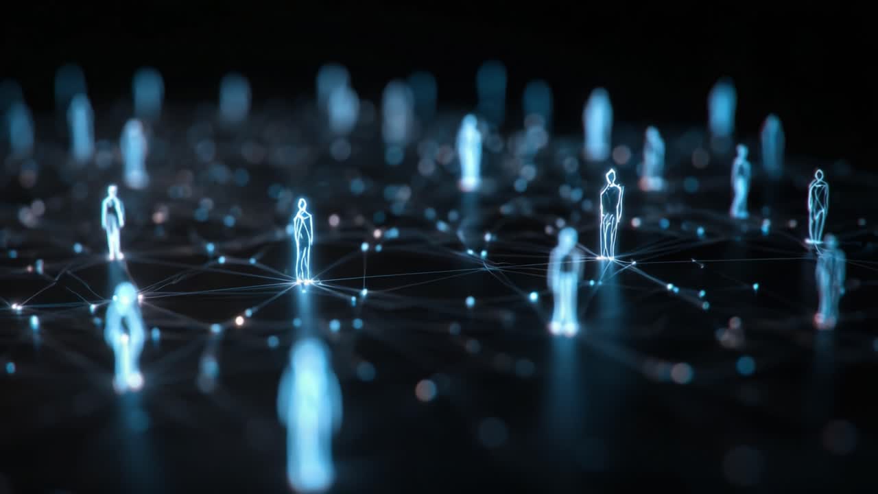 Digital Connections: A Visual Representation of Human Interactions in a Networked World with Holographic Figures Interacting Seamlessly