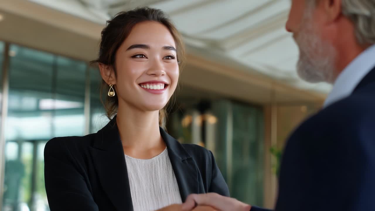Business meeting between a woman and a man