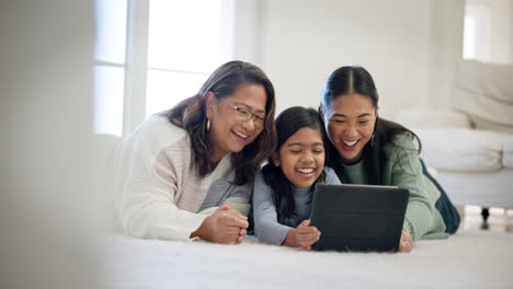 Laughing,-tablet-and-happy-kid