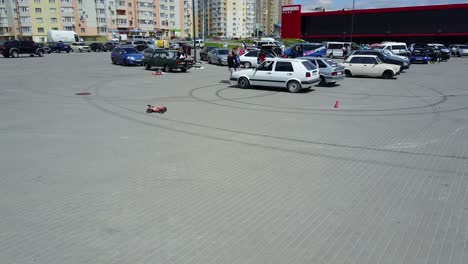 radio-controlled race car. vinnitsa, ukraine - may 2017: europe day, rc toy car in a rally championship race