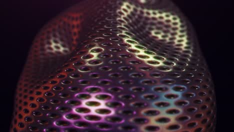 3d blob morphing, circular holes mesh, textured shell, seamless loop, bio tech, futuristic, slime