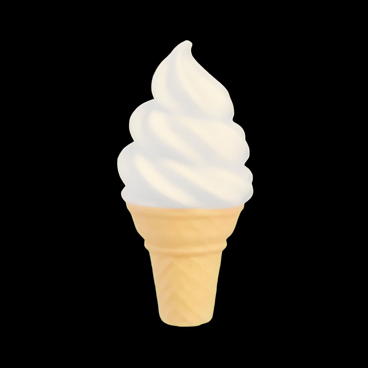 Animazione di cono gelato soft isolato, video 4K trasparente, canale alfa, ProRes 4444