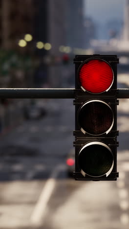 red traffic light in a city street