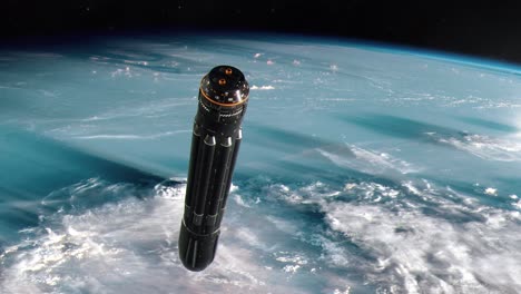 establishing shot of an orbital weapons platform holding position in earth orbit