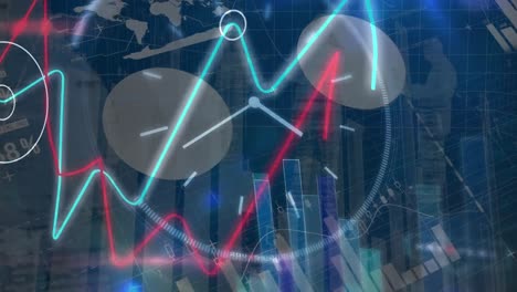 animation of data processing with graph on black background