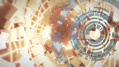 animation of moving light trails and shapes over scope scanning