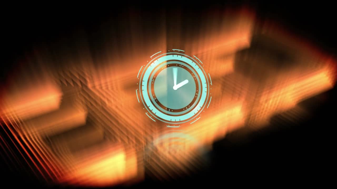 빨간 입자가 오렌지색 빛의 흔적 위에 떠다니며 검은색 배경으로 움직입니다.