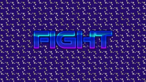 animation of fight text banner over abstract shape pattern design against blue background