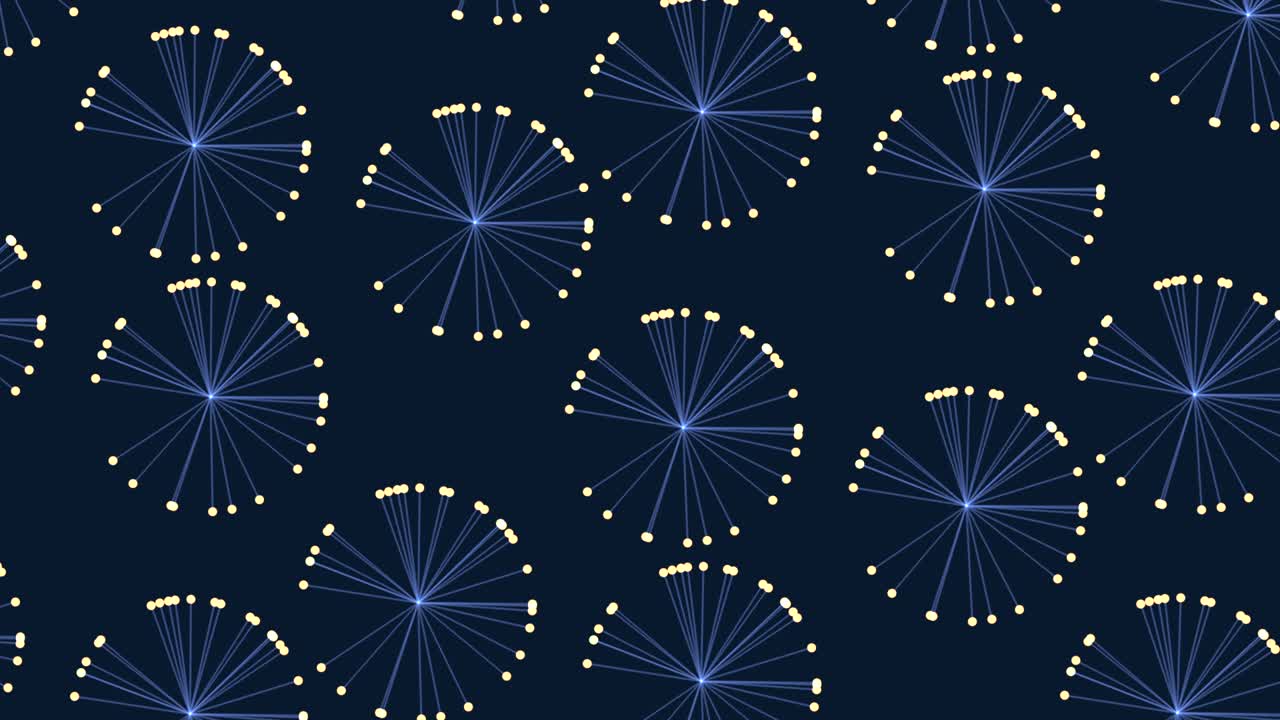 Random circles pattern with blue lines and yellow dots