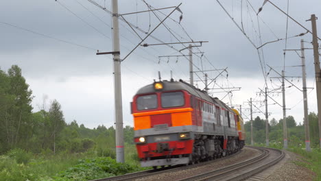 locomotora que se mueve en el campo