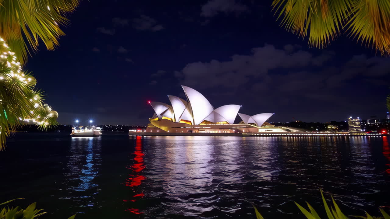Sydney Opera House at Night with Christmas Lights