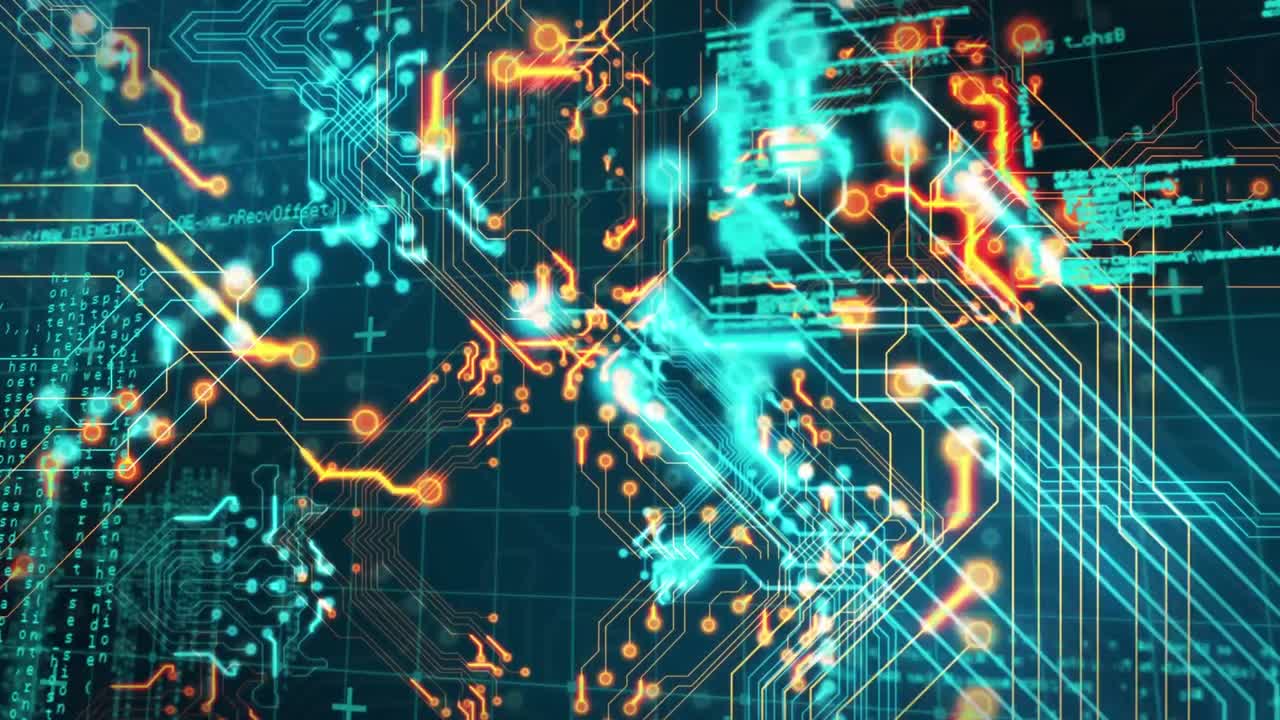 검은색 배경에 데이터 처리의 애니메이션