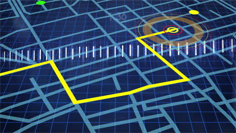 Animation-Eines-Diagramms,-Das-Sich-Mit-Navigation-über-Einer-Karte-Bewegt