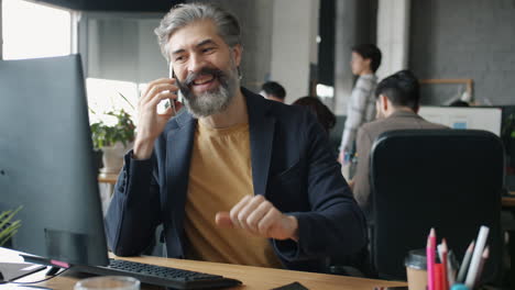 businessman on phone call in office