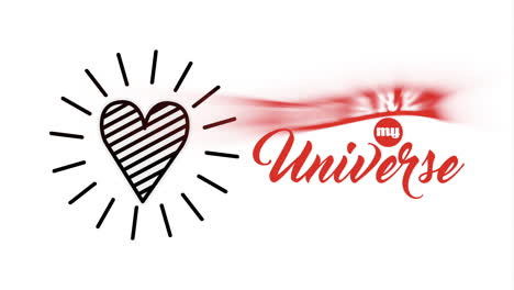 tarjeta de san valentín con amor de corazón y animación de caligrafía
