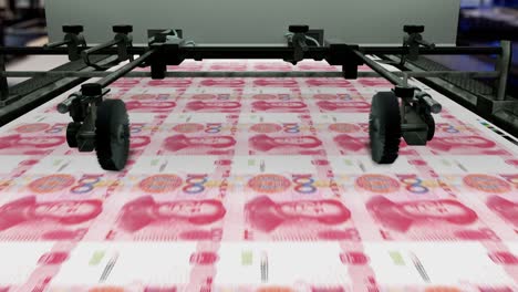 moneda china - 100 yuanes chinos - impresión de dinero - en bucle - 4k - china