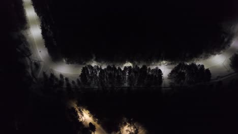 night aerial view of park road