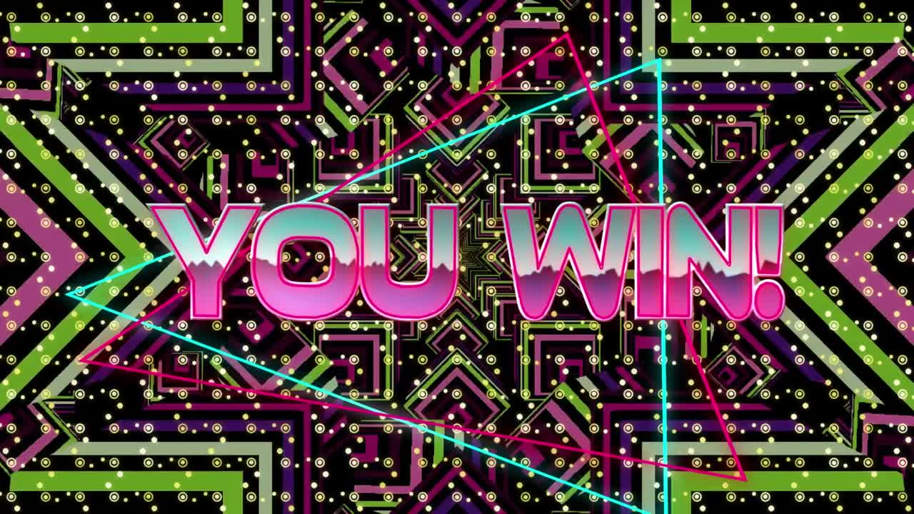 디지털 추상 카레이도스코픽 공간에서 승리하는 애니메이션