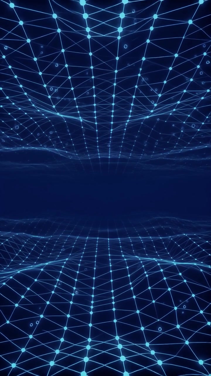Abstract Digital Network Grid with Glowing Nodes and Wavy Motion