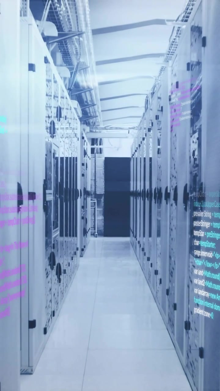 Data processing animation over servers in data center