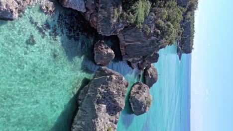 vertical drone view of bay las aguilas in pedernales, dominican republic