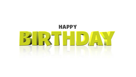 la felicidad desatada letras amarillas gritan feliz cumpleaños en un fondo blanco