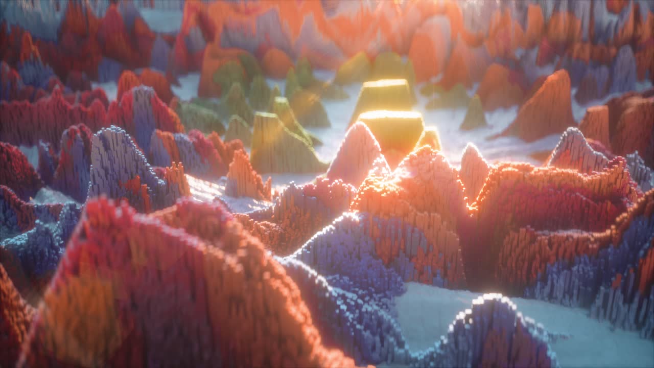 Abstract Colorful Pixelated Landscape