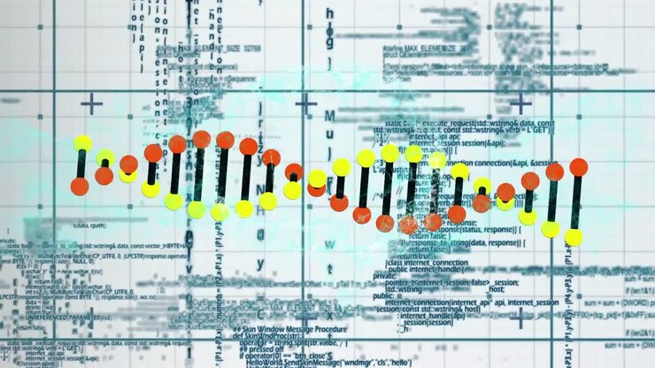 Animation of dna strand over data processing