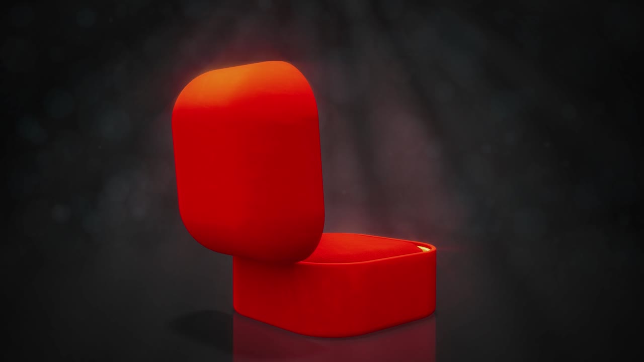 rojo y dorado abierto caja de regalos de joyas girar - video de bucle