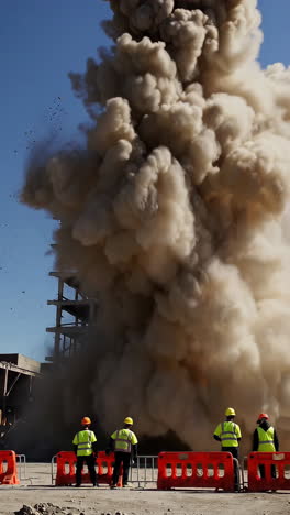 building demolition with explosion