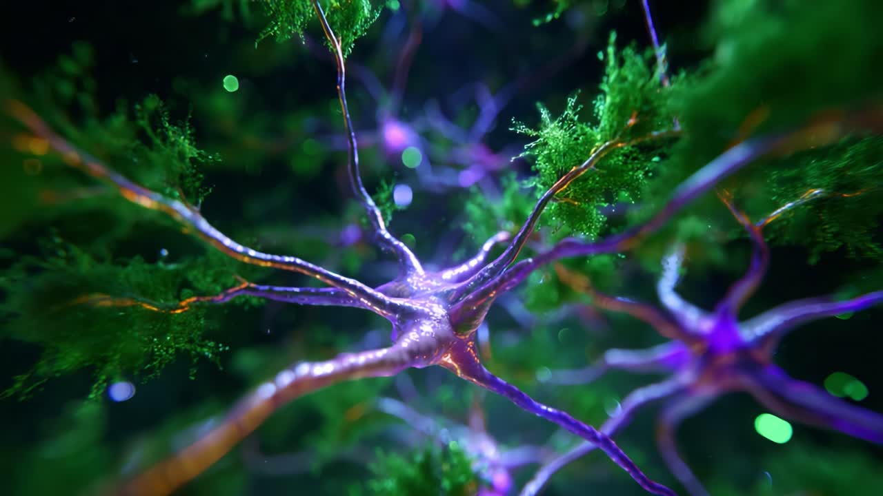 An intricate view of neural connections, showcasing the beauty of synapses and the complexity of the brain's neural architecture in vibrant colors and textures