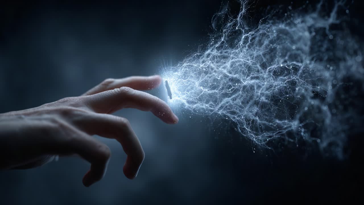 Un momento cautivador de transferencia de energía: La dinámica visual de la electricidad estática desencadenada por un toque suave contra un objeto cargado.