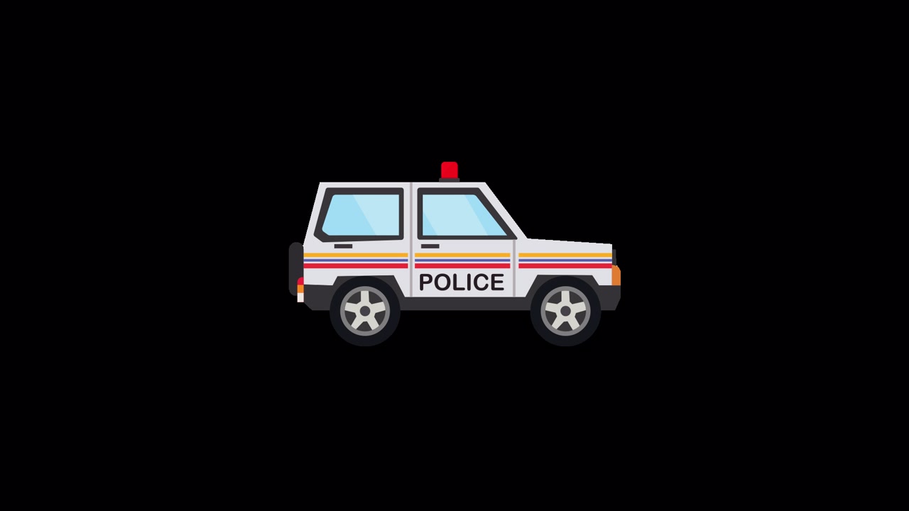SUV della polizia animato che si assembla e si allontana