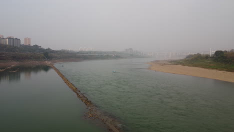 stone embankment in the river